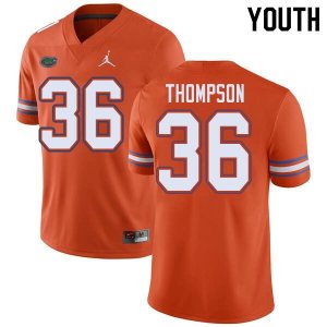 Youth Florida Gators #36 Trey Thompson NCAA Jordan Brand Orange Authentic Stitched College Football Jersey ERQ0662IO